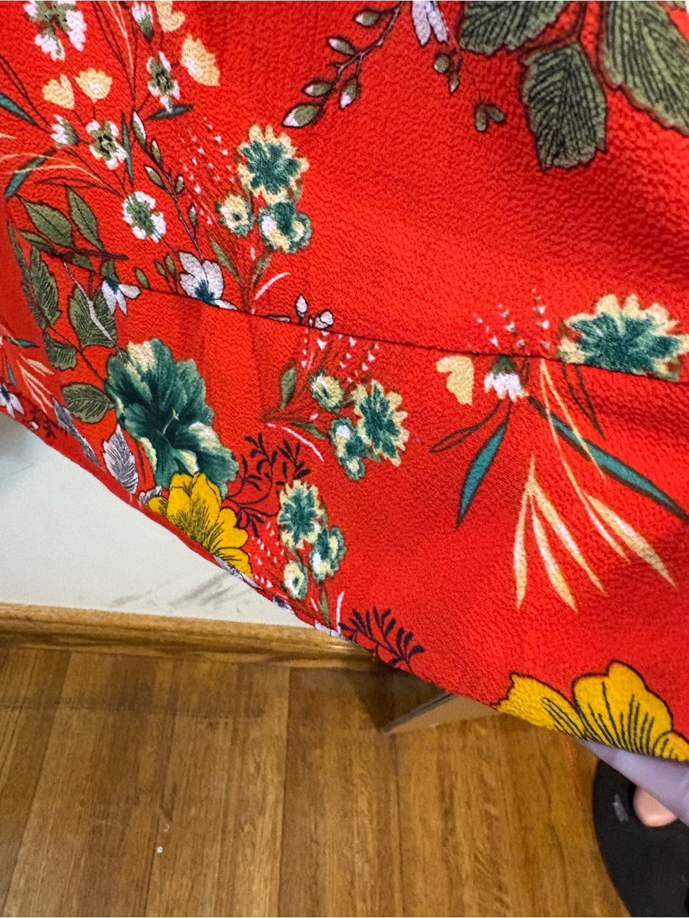 Umgee dress women’s large red floral long balloon sleeves v-neck babydoll tunic - Picture 10 of 12